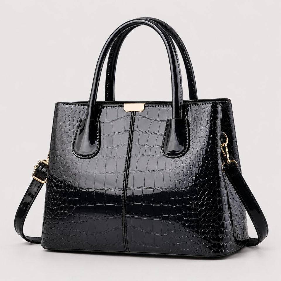 Cecília - Bolsa Tote em Couro Croco com Elegância Sofisticada