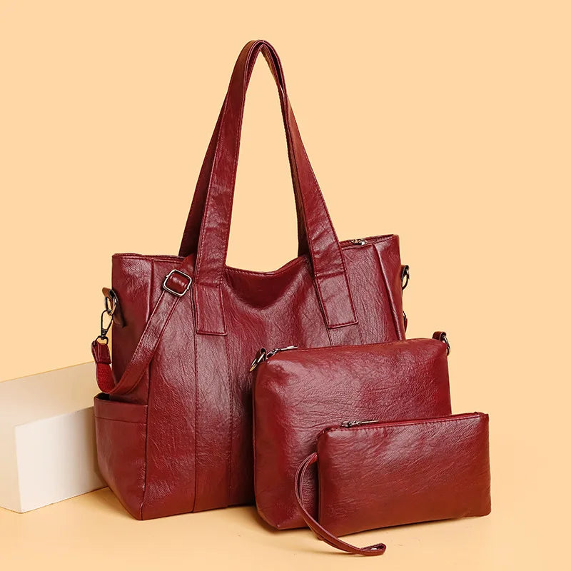 Antonia - Conjunto de Bolsas em Couro Com Elegância Atemporal 3 Peças