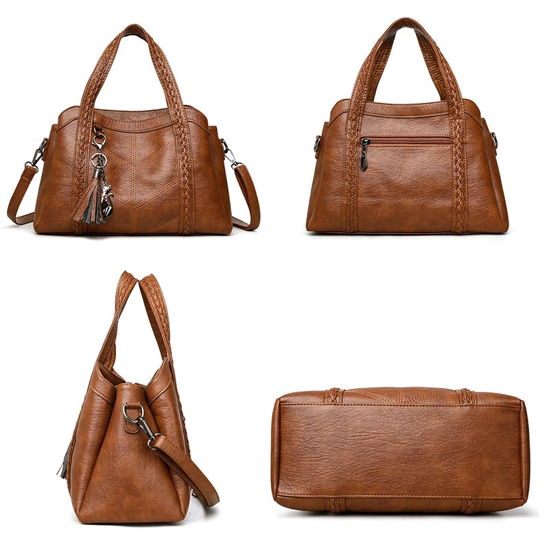 Giovanna - Bolsa em Couro com Alças Trançadas e Elegância Artesanal