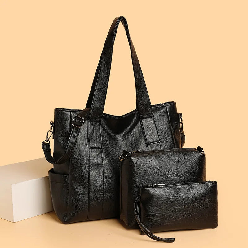 Antonia - Conjunto de Bolsas em Couro Com Elegância Atemporal 3 Peças