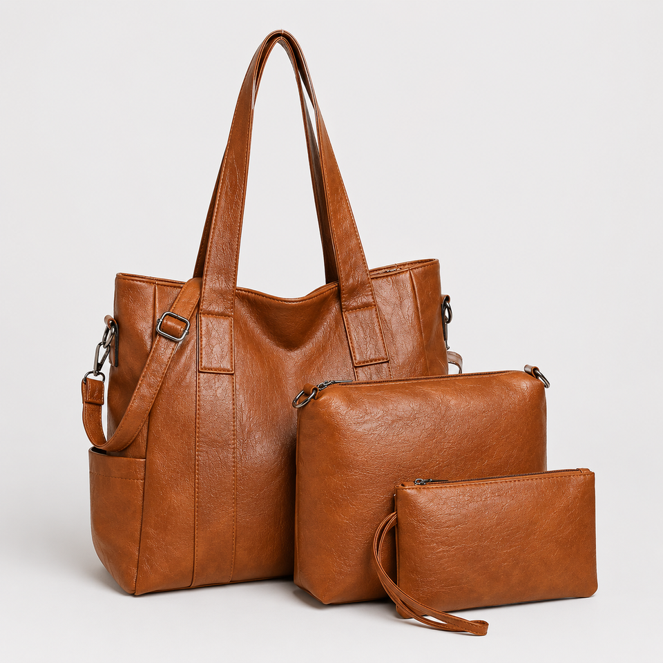 Antonia - Conjunto de Bolsas em Couro Com Elegância Atemporal 3 Peças