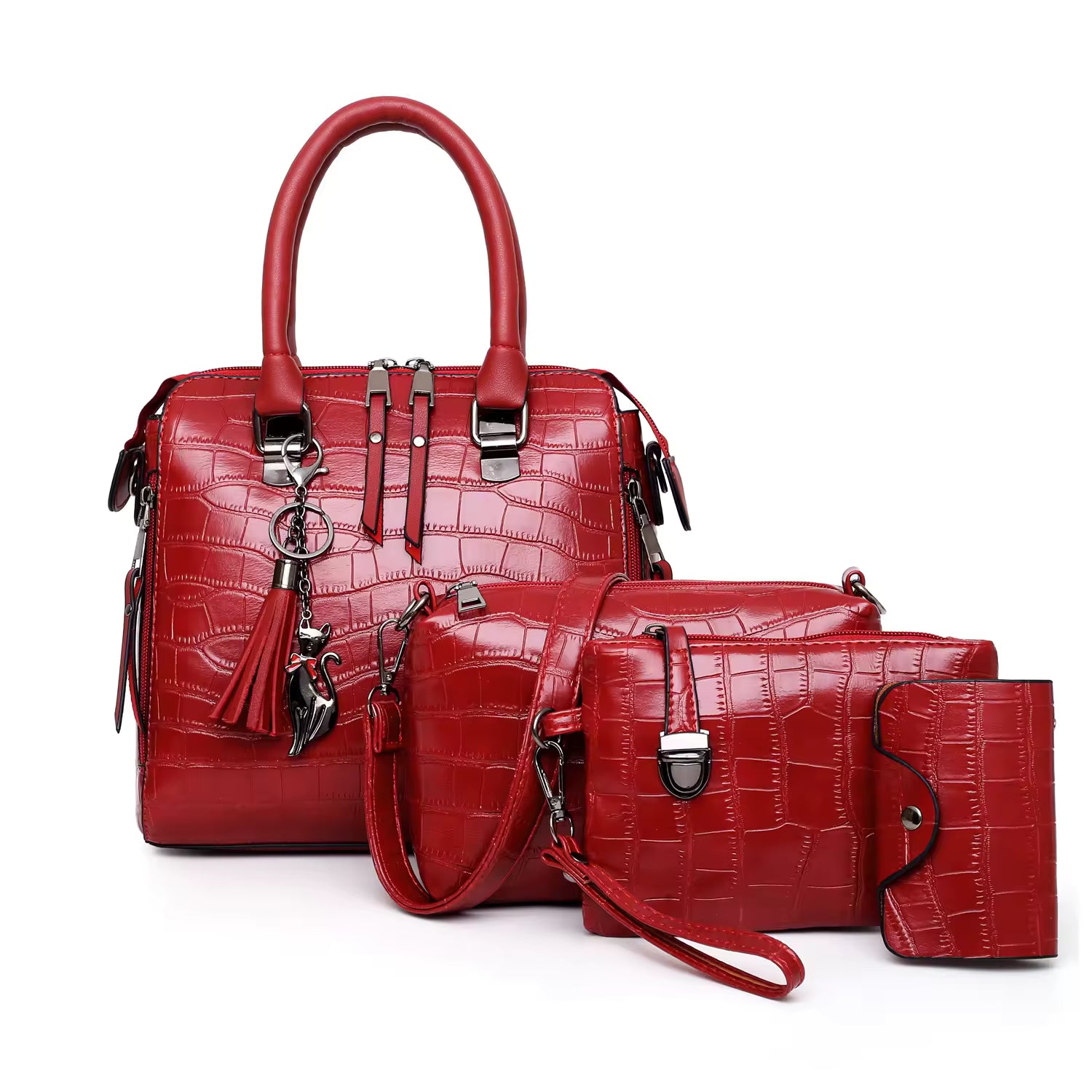 Valentina - Kit Elegante de Bolsas em Couro para Todas as Ocasiões Com 4 Peças